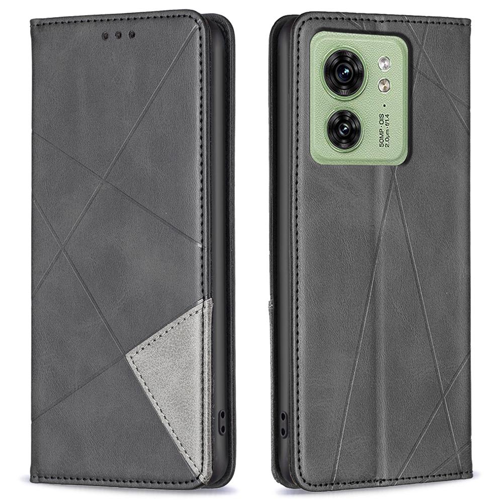 Card Holder Shell for Motorola Edge 40 5G Cell Phone Case Imprinted Line Stand Leather Phone Cover