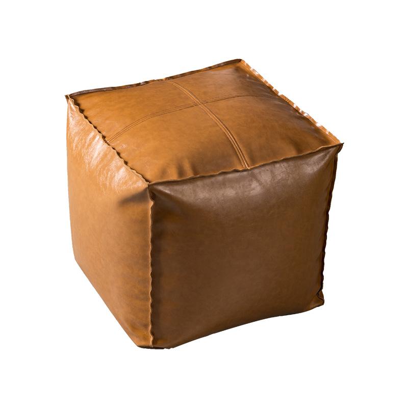 Moroccan PU Leather Pouf Ottoman Footstool Home Decor Seat Stool Nordic Style Artificial Leather Unstuffed Cushion Without Core