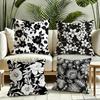 Black and White Pattern Cushion Cover Reversible Plush Pillow Cover Soft Fluffy Home Decor for Sofa Bedroom
