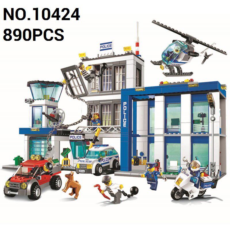 Buy City Police Station Motorbike Helicopter Model Building Blocks ...