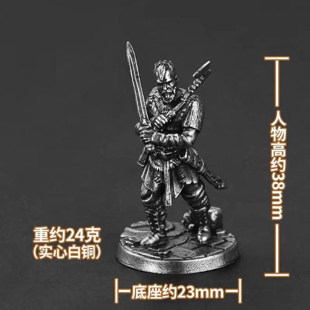 White Brass Viking Warrior Miniature Model Metal Ancient Soldier Figure Board Game Piece Desktop Decor Ornament Toy