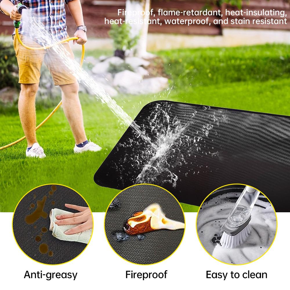 Under Grill Mat Fireproof Fire Pit Mat Outdoor Camping Wood Stove Grill Mat Barbecue Grill Mat Ground Patio Deck Lawn Ember Mat