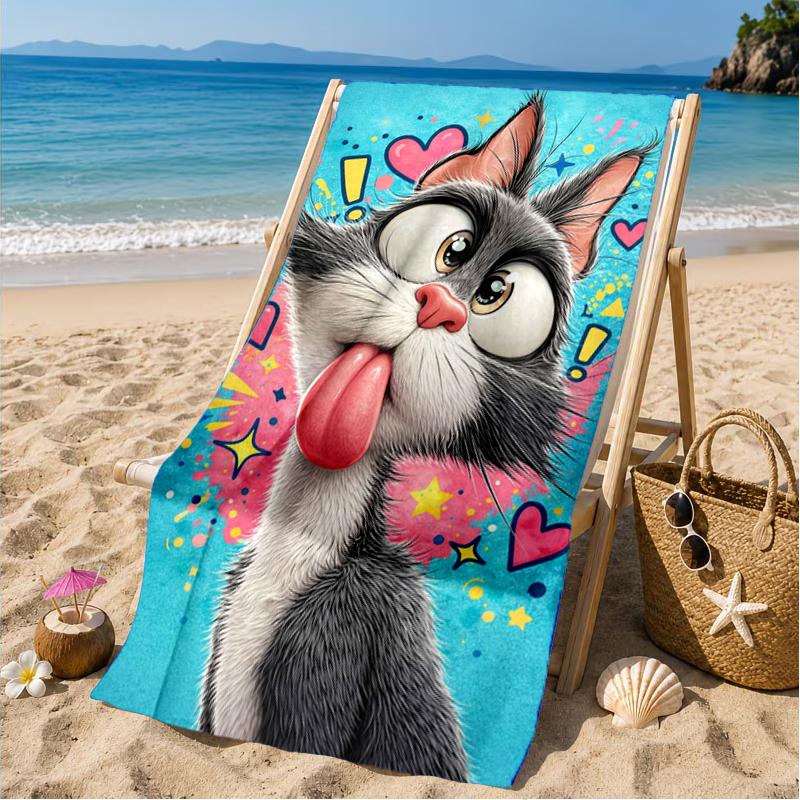 Black Cat In Sunflower Town Beach Towel, Microfiber Beach Towel, Perfect For Pool, Beach, Travel, Home Decor Beach Party Fan Gifts