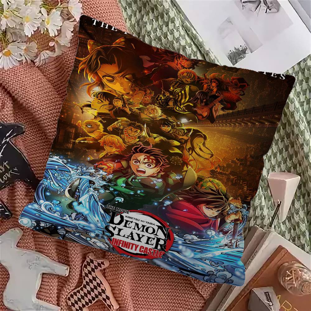 Demon Slayer Cushion Cover Inches Farmhouse Decor Home Throw Pillow Covers For Couch Decorations