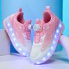 Scarpe da Skate per Bambini con Luce LED Sneakers Luminose Scarpe a Due Ruote per Ragazzi Ragazze con Ricarica USB