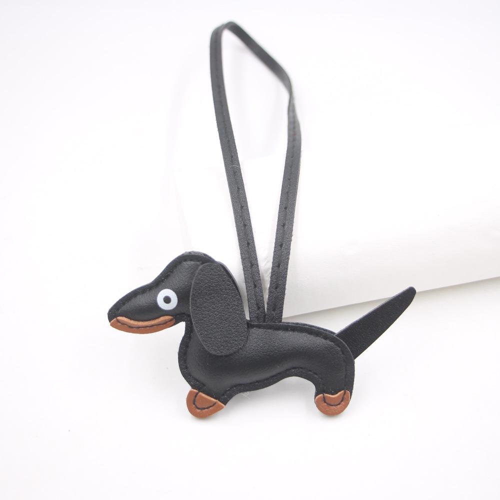 Charm de Couro Dachshund Desenho Animado em Estoque, Chaveiro de Cachorro e Acessório para Capa de Celular