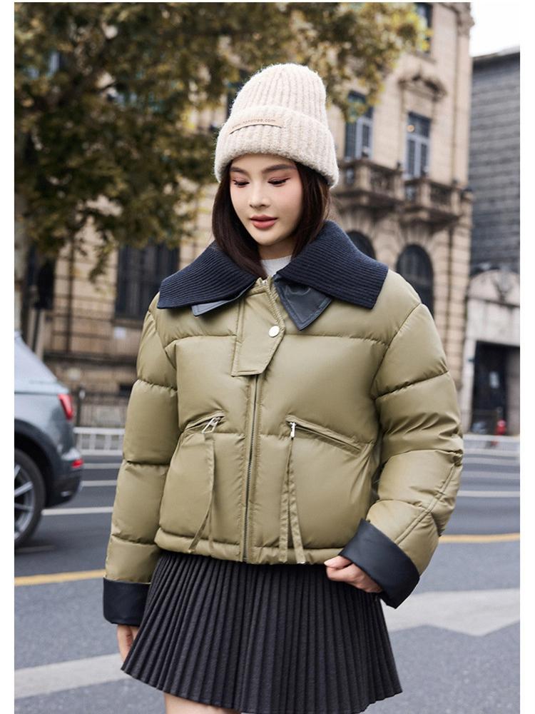 Wash-free Knitted PU Stitching Short Outwear Clothes Winter Jacket