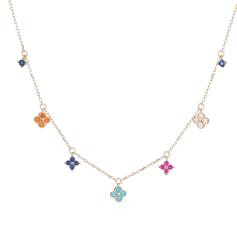 Collana Bohémien Quadrifoglio Zircone in Argento Sterling S925