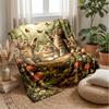 Kittens and Blue Flowers Theme blanket Lightweight Warm Flannel Blanket Decorative Throw Blanket for Home Decoration