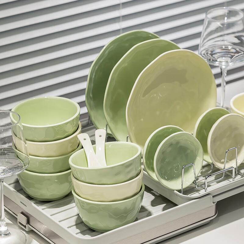 Mode Lanca Cream Yellow & Green Ceramic Dinnerware Set