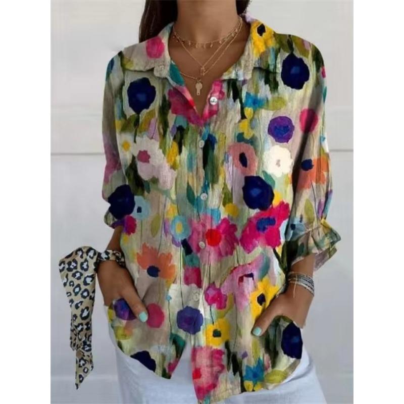 Women 3d Printed Animal Casual Long Sleeve Hawaiian Shirt