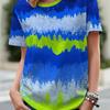 Forest Gradient Exquisite Print Fashion Loose Round Neck Popular Short Sleeve T-Shirt for Women