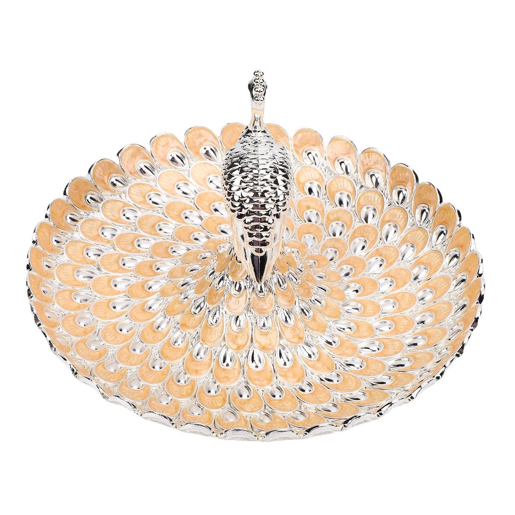 Peacock Fruit Tray Zinc Alloy Metal Peacock Plate for Bread Snacks Cakes   Candies