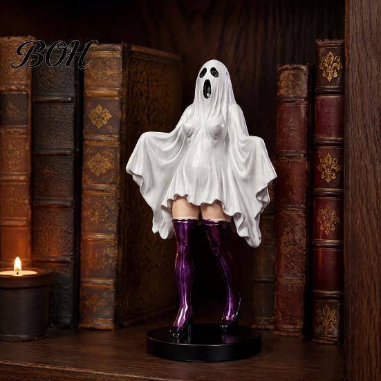 Retro-Stil Seltsame Wohnaccessoires Gotische Geisterfrau Skulptur, Halloween Harz Verhüllte Frau Figur, Mythische Kreative Statue für Geburtstag