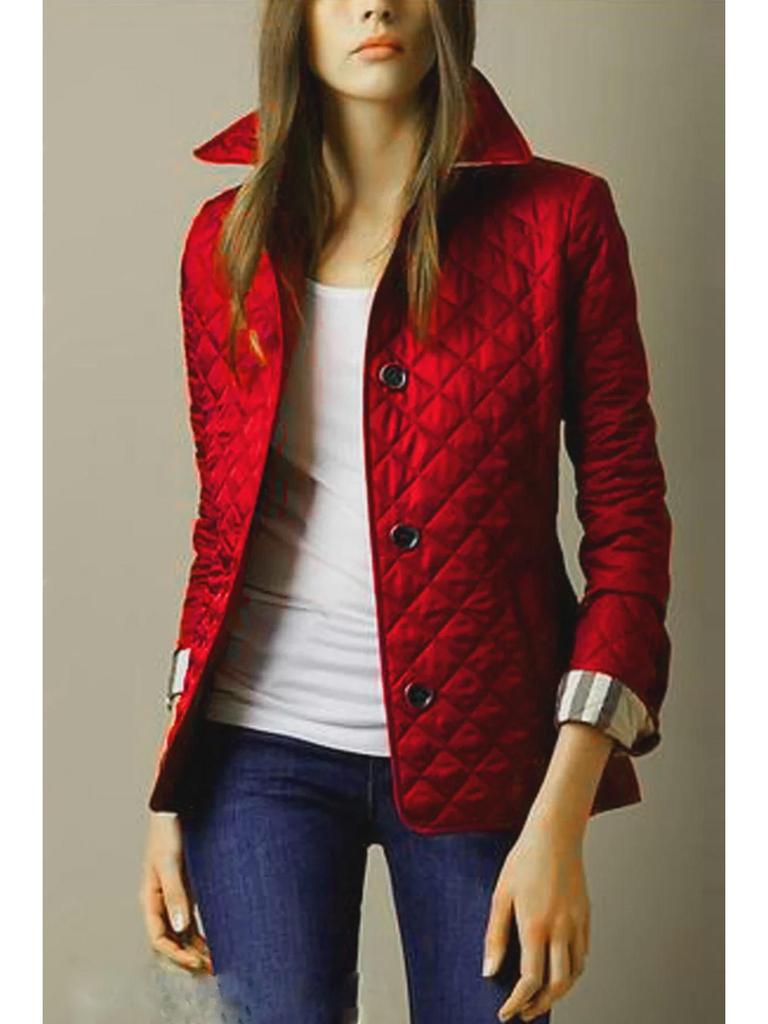 Stilvolle europäische & amerikanische Mode Revers Einreihig Schmale Baumwolljacke