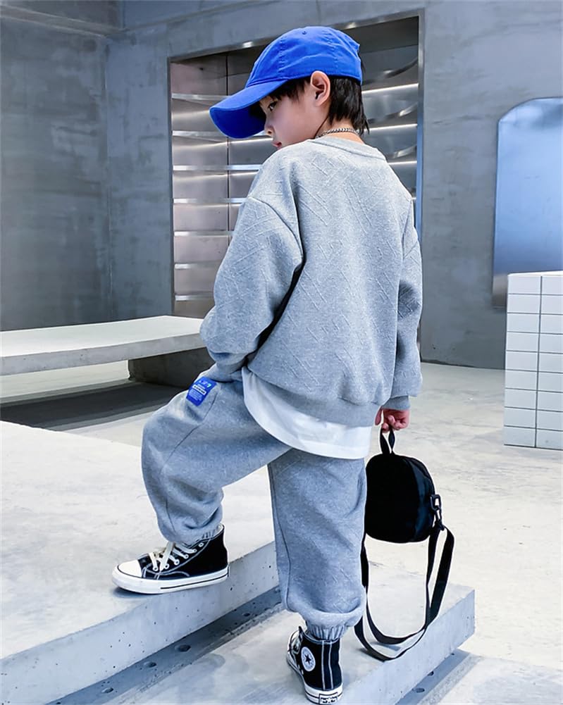 Clothing Setup Junior Long Sleeve Korean Clothing Setup Boys Spring Autumn Long Sleeve Sweatshirt Sports Pants Top and Bottom Set Casual Loose Kids