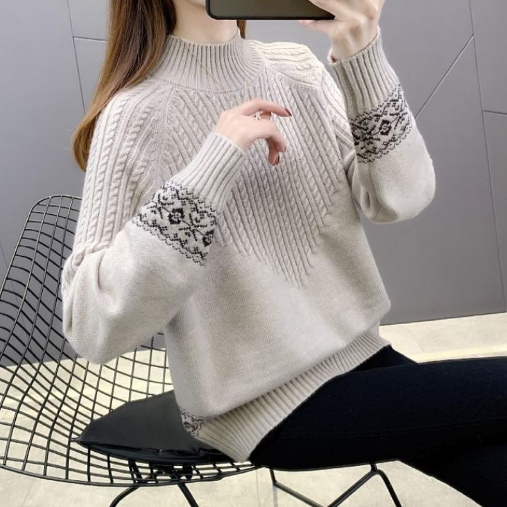 Jednokolorowy sweter z golfem, elegancki, dopasowany sweter z długim rękawem na jesień i zimę, odzież damska