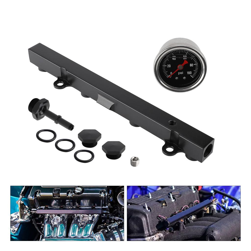 Professional Aluminum Fuel Rail Set Metal Fuel Rail Set with Oil Meter Aluminum Fuel Rail Set for K20 K24 RSX Civic