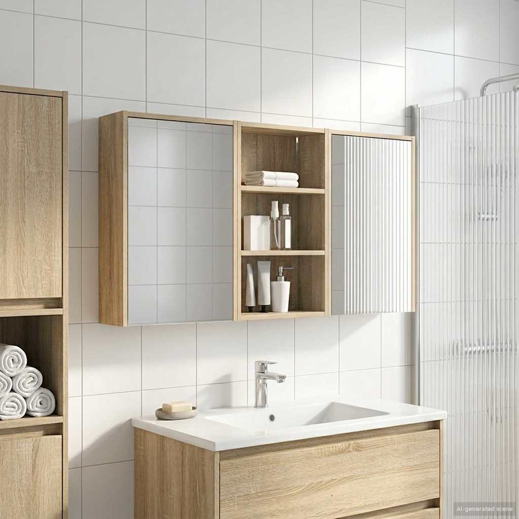 Bathroom Cabinet Set 3 Pcs 126 X 16 X 62.5 Cm Engineered Wood