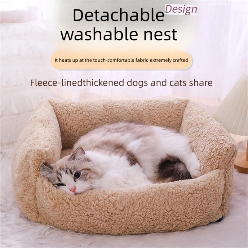 Pet Bed Kittens Puppy Birthday Gift for Dog Detachable Furry Cover for Dog and Cats Warm Bed Nest