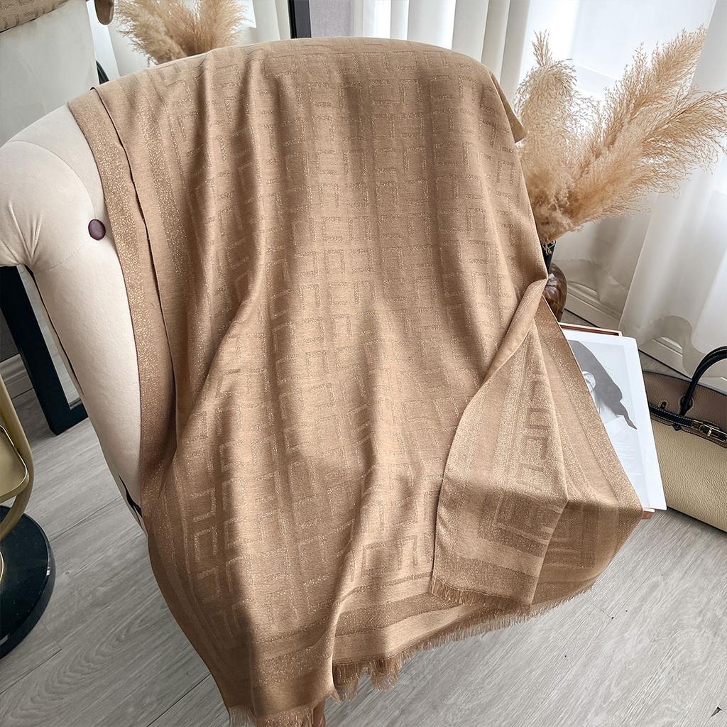 Elegant Ladies Muslim Hijab Golden Thread Long Scarf With Spring And Autumn Coldproof Scarf Decoration Shawl Wrap Headscarf