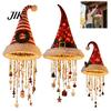 Holiday Party Backdrop Lighting Lighted Santa Hat Hanging Chandelier, Warm LED Christmas String, Sequined Cone Pendant Decor with Seasonal Porch