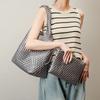New hand-woven large-capacity PU leather women's bag, casual handbag, mother-and-daughter shoulder bag, wholesale