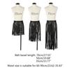 Womens High Waist Faux Leather Tassels Skirt Body Harness Punk Party Clubwear Charm Center Confident Dance