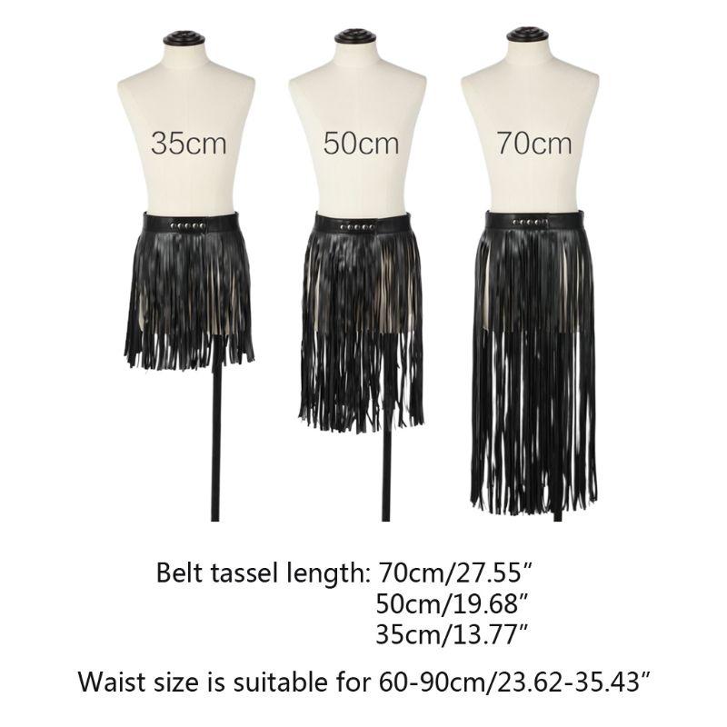 Womens High Waist Faux Leather Tassels Skirt Body Harness Punk Party Clubwear Charm Center Confident Dance