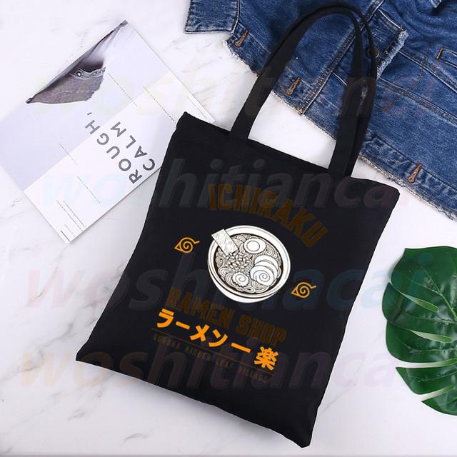 Anime Peripheral Japan's Anime Ramen Righteous Ardour Shopping Bag Women Canvas Tote Bags Eco Bag Shopper Shoulder Bags Black