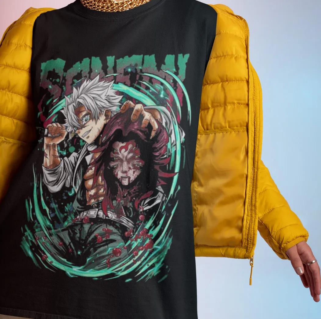 

Sanemi Kokushibo Shirt Wind Hashira T-Shirt Demon Slayer Anime Tee Doma Tshirt 4XL