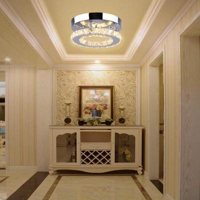 Plafonnier LED Rond Minimaliste Moderne avec Cristal K9 et Acier Inoxydable