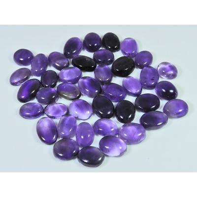 08X10-08X13MM Natural Purple Amethyst Oval Cabochon Loose Gemstone 40Pcs Lot C-2819