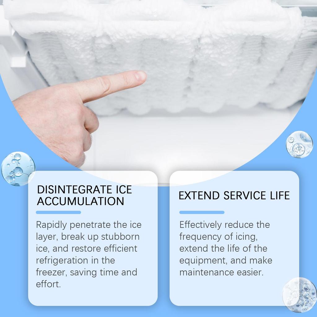 120ml Rozmrazovací prostředek do lednice Rychle rozpouští námrazu Snižuje frekvenci zamrzání Snižuje spotřebu energie