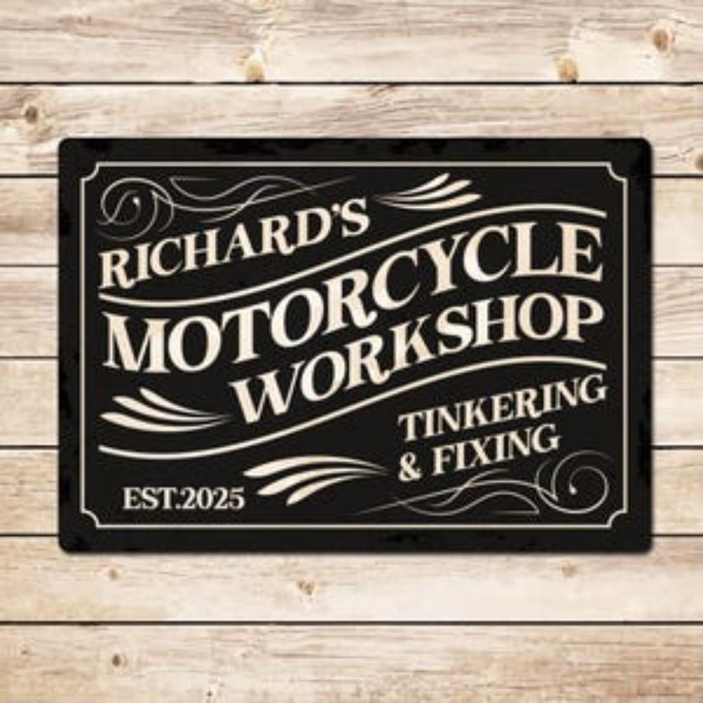 Personalized Vintage Motorcycle Mechanic Garage Metal Tin Sign