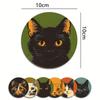 [Suyasuwa] Set of 6 Wooden Coasters with Cat Patterns, Round, Stylish, Large Capacity, Large Wooden Coasters