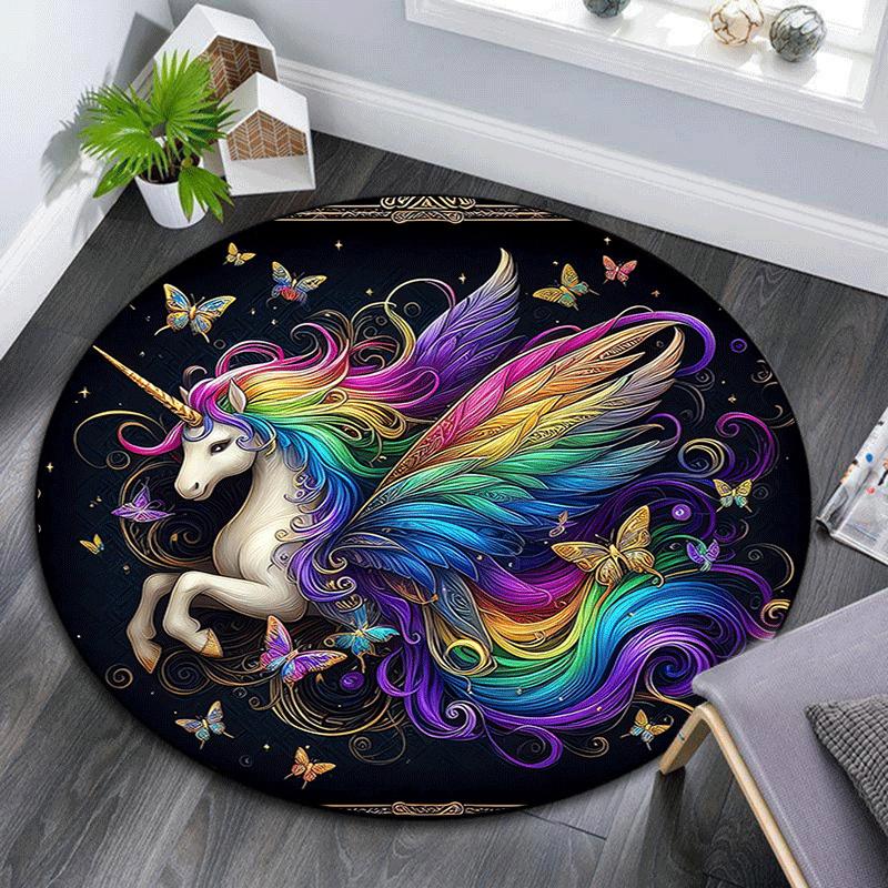 

1pc Soft, Absorbent & Non Slip Colorful unicorn Round Rug Soft Circle Rug for Living Room & Bedroom Decor, Chair Mats, and Unforgettable Hom 80cm by 80cm