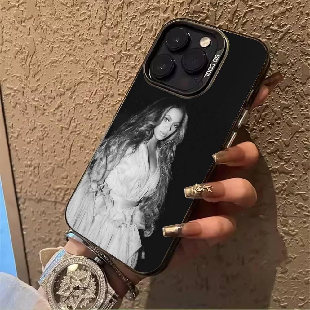 music legend-B-Beyoncé Phone Case For iPhone 17,16,15,14,13,12,11 Plus Pro Max Colored Silver Phone Case