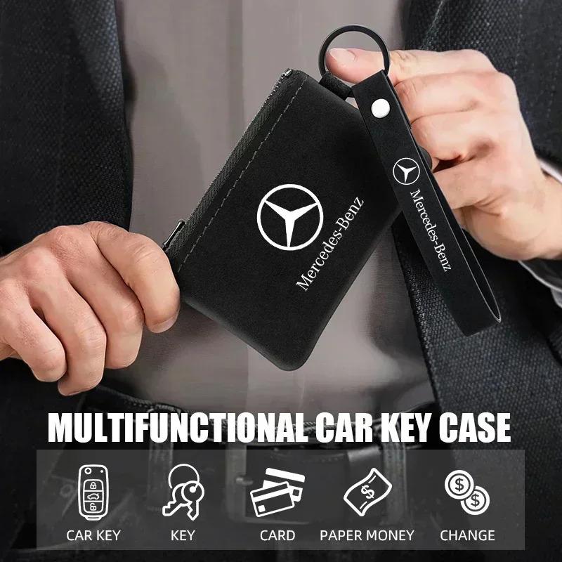 Leather Men's Key Card Bag High-quality Multi-function Key Box for Mercedes Benz C180 C200 C260 C300 W108 W124 W126 W140 W168 WE5