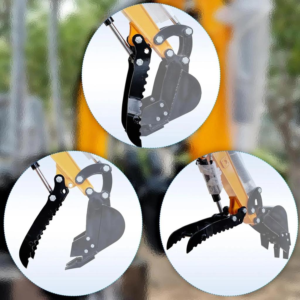 Excavator Hydraulic Thumb Clip Mn Steel Mini Excavator Single Hole Hydraulic Thumb Clip with 2pcs M14 Hose