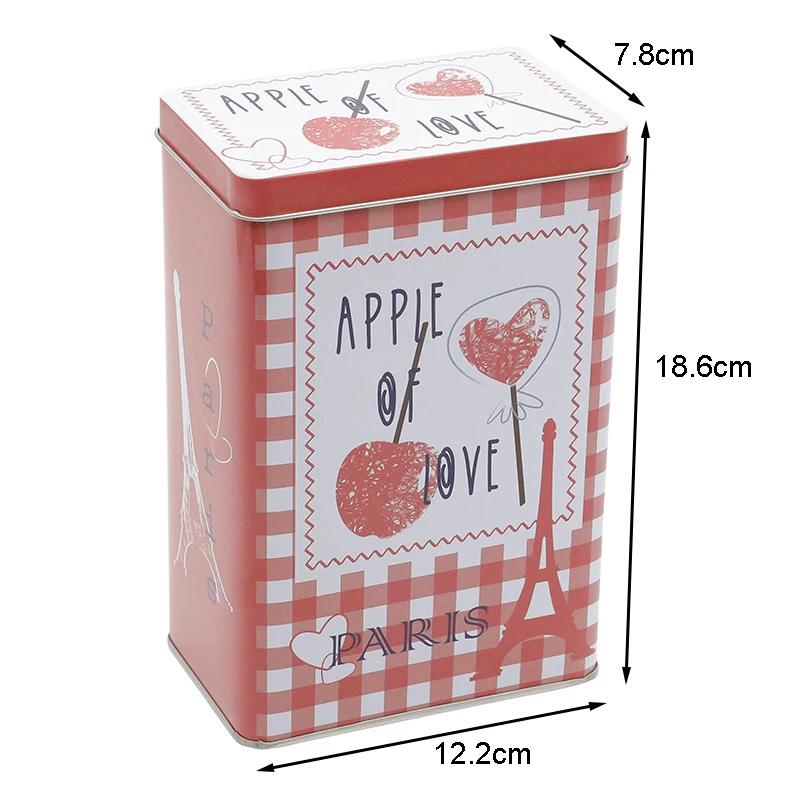 1/3/6Pcs Metal Tin Box American Style Biscuit Snack Coffee Candy Storage Box Rectangle Jewelry Cosmetic Organizer Home Decor