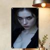 HD Metal Tin Sign Freckled Beauty Dark Aesthetic Portrait Vintage Wall Art Decor