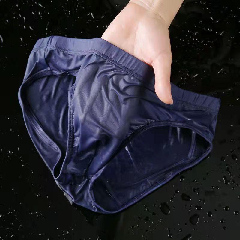 Men's Summer Ultra Thin Fashion New Ice Silk Smooth Transparent Triangle Briefs
