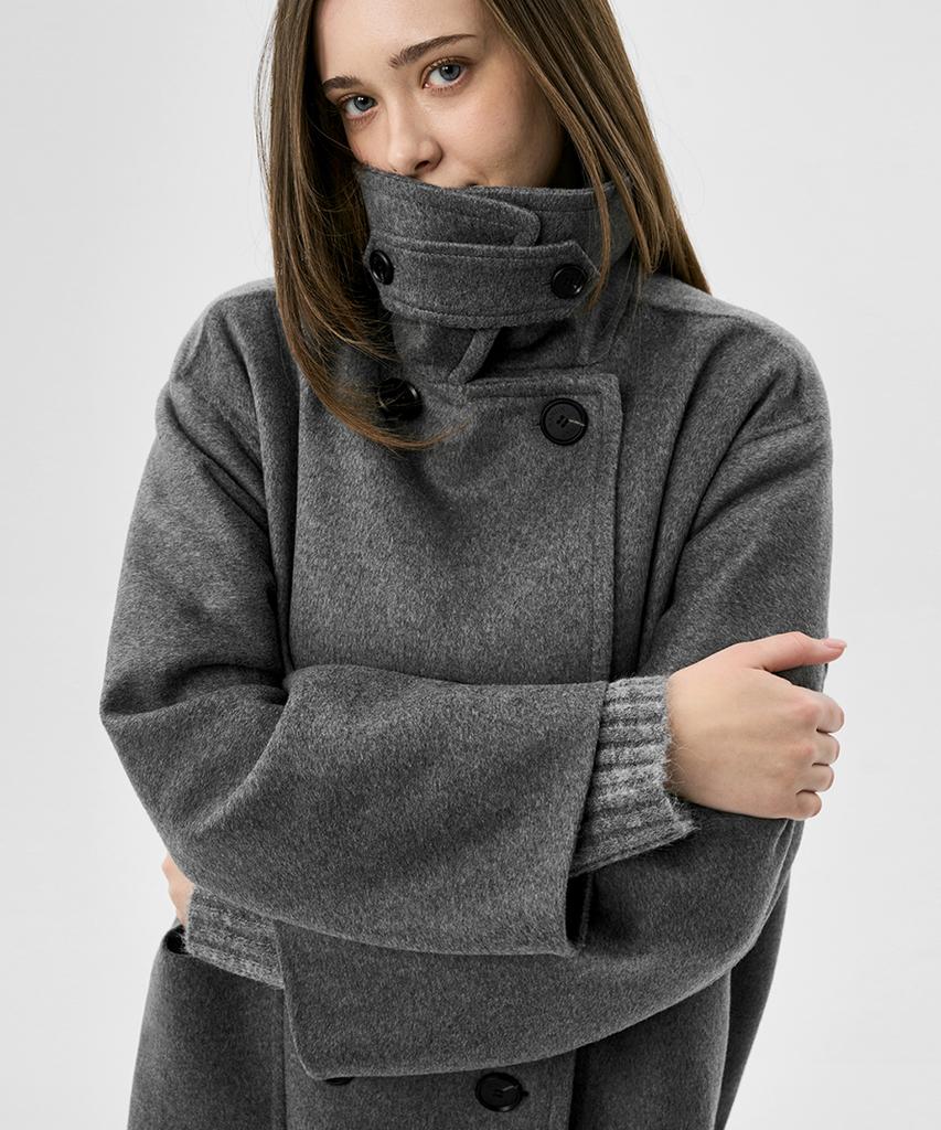 Ranunculus Oversized Double Coat_Melange Grey