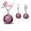 Solid 925 Sterling Silver Jewelry Sets 4 Claws Cubic Zirconia Pendant Necklace Earring Fashion Jewelry For Women SET