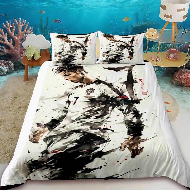 Duvet Cover CR7 Football Star R-Ronaldo Printing Bedding Set Duvet Cover Comforter Bed Youth Kids Girl Boys Gifts