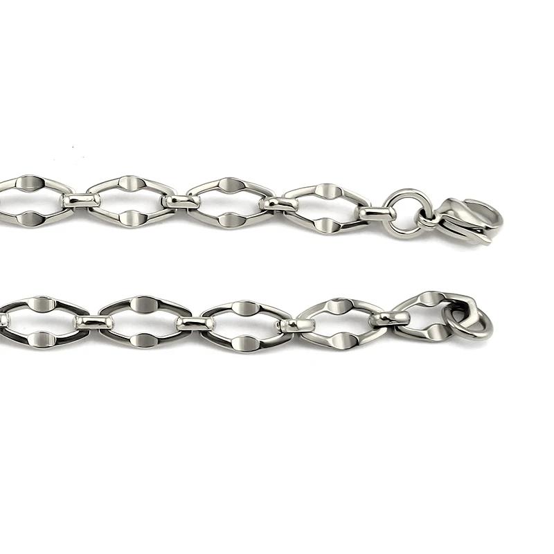New Stainless Steel Gold Color Choker Necklace for Women Men 16 inch Hexagon Design Link Necklace Statement Necklace 7mm Wide
