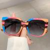 Oversized Square Sunglasses  New In Stylish Gradient Outdoor Shades for Women Trendy Fashion Multicolor Rim Eyewear