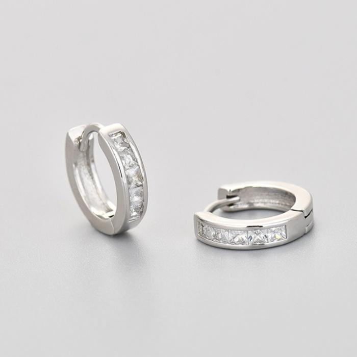925 Silver Cubic Zirconia Earrings For Women Vintage Designer Small Round Cilcle Earrings Party Hypoallergenic Jewelry