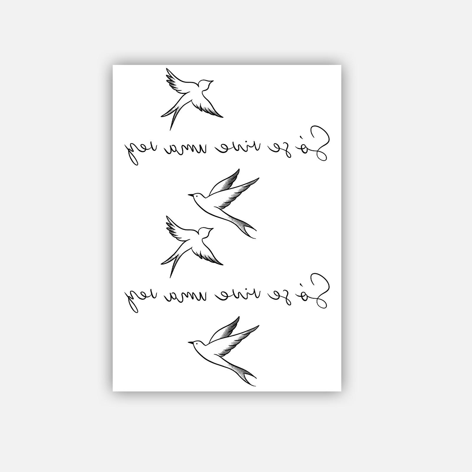 

Swallow Portuguese Flower Font Tattoo Sticker Waterproof And Long-Lasting Women S Forearm High-End Simulation Tattoo 10*7